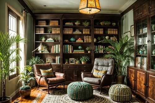 photo from pinterest of boho-chic-style interior designed (study room interior) with lounge chair and cabinets and plant and bookshelves and desk lamp and writing desk and office chair and lounge chair. . . cinematic photo, highly detailed, cinematic lighting, ultra-detailed, ultrarealistic, photorealism, 8k. trending on pinterest. boho-chic interior design style. masterpiece, cinematic light, ultrarealistic+, photorealistic+, 8k, raw photo, realistic, sharp focus on eyes, (symmetrical eyes), (intact eyes), hyperrealistic, highest quality, best quality, , highly detailed, masterpiece, best quality, extremely detailed 8k wallpaper, masterpiece, best quality, ultra-detailed, best shadow, detailed background, detailed face, detailed eyes, high contrast, best illumination, detailed face, dulux, caustic, dynamic angle, detailed glow. dramatic lighting. highly detailed, insanely detailed hair, symmetrical, intricate details, professionally retouched, 8k high definition. strong bokeh. award winning photo.