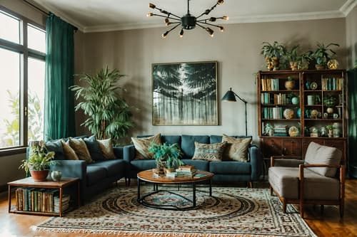 photo from pinterest of boho-chic-style interior designed (living room interior) with occasional tables and sofa and coffee tables and furniture and electric lamps and rug and bookshelves and televisions. . . cinematic photo, highly detailed, cinematic lighting, ultra-detailed, ultrarealistic, photorealism, 8k. trending on pinterest. boho-chic interior design style. masterpiece, cinematic light, ultrarealistic+, photorealistic+, 8k, raw photo, realistic, sharp focus on eyes, (symmetrical eyes), (intact eyes), hyperrealistic, highest quality, best quality, , highly detailed, masterpiece, best quality, extremely detailed 8k wallpaper, masterpiece, best quality, ultra-detailed, best shadow, detailed background, detailed face, detailed eyes, high contrast, best illumination, detailed face, dulux, caustic, dynamic angle, detailed glow. dramatic lighting. highly detailed, insanely detailed hair, symmetrical, intricate details, professionally retouched, 8k high definition. strong bokeh. award winning photo.