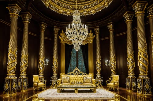 photo from pinterest of baroque-style interior designed (exhibition space interior) . with crystal and glass accents and pedestal feet and intricate carvings and ornaments and emotional exuberance and twisted columns and grandeur and heavy moldings and opulent and colossal furniture. . cinematic photo, highly detailed, cinematic lighting, ultra-detailed, ultrarealistic, photorealism, 8k. trending on pinterest. baroque interior design style. masterpiece, cinematic light, ultrarealistic+, photorealistic+, 8k, raw photo, realistic, sharp focus on eyes, (symmetrical eyes), (intact eyes), hyperrealistic, highest quality, best quality, , highly detailed, masterpiece, best quality, extremely detailed 8k wallpaper, masterpiece, best quality, ultra-detailed, best shadow, detailed background, detailed face, detailed eyes, high contrast, best illumination, detailed face, dulux, caustic, dynamic angle, detailed glow. dramatic lighting. highly detailed, insanely detailed hair, symmetrical, intricate details, professionally retouched, 8k high definition. strong bokeh. award winning photo.