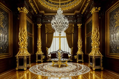 photo from pinterest of baroque-style interior designed (exhibition space interior) . with crystal and glass accents and pedestal feet and intricate carvings and ornaments and emotional exuberance and twisted columns and grandeur and heavy moldings and opulent and colossal furniture. . cinematic photo, highly detailed, cinematic lighting, ultra-detailed, ultrarealistic, photorealism, 8k. trending on pinterest. baroque interior design style. masterpiece, cinematic light, ultrarealistic+, photorealistic+, 8k, raw photo, realistic, sharp focus on eyes, (symmetrical eyes), (intact eyes), hyperrealistic, highest quality, best quality, , highly detailed, masterpiece, best quality, extremely detailed 8k wallpaper, masterpiece, best quality, ultra-detailed, best shadow, detailed background, detailed face, detailed eyes, high contrast, best illumination, detailed face, dulux, caustic, dynamic angle, detailed glow. dramatic lighting. highly detailed, insanely detailed hair, symmetrical, intricate details, professionally retouched, 8k high definition. strong bokeh. award winning photo.