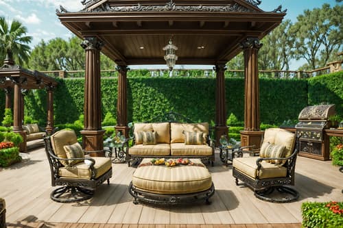 photo from pinterest of baroque-style designed (outdoor patio ) with deck with deck chairs and barbeque or grill and plant and grass and patio couch with pillows and deck with deck chairs. . with grandeur and expensive and plush flooring and intricate carvings and ornaments and opulent and colossal furniture and crystal and glass accents and tension and twisted columns and movement. . cinematic photo, highly detailed, cinematic lighting, ultra-detailed, ultrarealistic, photorealism, 8k. trending on pinterest. baroque design style. masterpiece, cinematic light, ultrarealistic+, photorealistic+, 8k, raw photo, realistic, sharp focus on eyes, (symmetrical eyes), (intact eyes), hyperrealistic, highest quality, best quality, , highly detailed, masterpiece, best quality, extremely detailed 8k wallpaper, masterpiece, best quality, ultra-detailed, best shadow, detailed background, detailed face, detailed eyes, high contrast, best illumination, detailed face, dulux, caustic, dynamic angle, detailed glow. dramatic lighting. highly detailed, insanely detailed hair, symmetrical, intricate details, professionally retouched, 8k high definition. strong bokeh. award winning photo.
