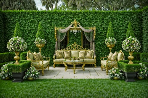 photo from pinterest of baroque-style designed (outdoor garden ) with garden plants and grass and garden tree and garden plants. . with sensuous richness and tension and drama and heavy moldings and opulent and colossal furniture and crystal and glass accents and pedestal feet and luxurious floral and damask fabrics. . cinematic photo, highly detailed, cinematic lighting, ultra-detailed, ultrarealistic, photorealism, 8k. trending on pinterest. baroque design style. masterpiece, cinematic light, ultrarealistic+, photorealistic+, 8k, raw photo, realistic, sharp focus on eyes, (symmetrical eyes), (intact eyes), hyperrealistic, highest quality, best quality, , highly detailed, masterpiece, best quality, extremely detailed 8k wallpaper, masterpiece, best quality, ultra-detailed, best shadow, detailed background, detailed face, detailed eyes, high contrast, best illumination, detailed face, dulux, caustic, dynamic angle, detailed glow. dramatic lighting. highly detailed, insanely detailed hair, symmetrical, intricate details, professionally retouched, 8k high definition. strong bokeh. award winning photo.