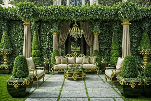 photo from pinterest of baroque-style designed (outdoor garden ) with garden plants and grass and garden tree and garden plants. . with sensuous richness and tension and drama and heavy moldings and opulent and colossal furniture and crystal and glass accents and pedestal feet and luxurious floral and damask fabrics. . cinematic photo, highly detailed, cinematic lighting, ultra-detailed, ultrarealistic, photorealism, 8k. trending on pinterest. baroque design style. masterpiece, cinematic light, ultrarealistic+, photorealistic+, 8k, raw photo, realistic, sharp focus on eyes, (symmetrical eyes), (intact eyes), hyperrealistic, highest quality, best quality, , highly detailed, masterpiece, best quality, extremely detailed 8k wallpaper, masterpiece, best quality, ultra-detailed, best shadow, detailed background, detailed face, detailed eyes, high contrast, best illumination, detailed face, dulux, caustic, dynamic angle, detailed glow. dramatic lighting. highly detailed, insanely detailed hair, symmetrical, intricate details, professionally retouched, 8k high definition. strong bokeh. award winning photo.