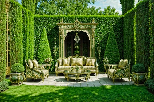 photo from pinterest of baroque-style designed (outdoor garden ) with garden plants and grass and garden tree and garden plants. . with sensuous richness and tension and drama and heavy moldings and opulent and colossal furniture and crystal and glass accents and pedestal feet and luxurious floral and damask fabrics. . cinematic photo, highly detailed, cinematic lighting, ultra-detailed, ultrarealistic, photorealism, 8k. trending on pinterest. baroque design style. masterpiece, cinematic light, ultrarealistic+, photorealistic+, 8k, raw photo, realistic, sharp focus on eyes, (symmetrical eyes), (intact eyes), hyperrealistic, highest quality, best quality, , highly detailed, masterpiece, best quality, extremely detailed 8k wallpaper, masterpiece, best quality, ultra-detailed, best shadow, detailed background, detailed face, detailed eyes, high contrast, best illumination, detailed face, dulux, caustic, dynamic angle, detailed glow. dramatic lighting. highly detailed, insanely detailed hair, symmetrical, intricate details, professionally retouched, 8k high definition. strong bokeh. award winning photo.