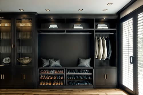 photo from pinterest of luxury-style interior designed (drop zone interior) with shelves for shoes and cubbies and a bench and high up storage and cabinets and storage drawers and storage baskets and wall hooks for coats. . . cinematic photo, highly detailed, cinematic lighting, ultra-detailed, ultrarealistic, photorealism, 8k. trending on pinterest. luxury interior design style. masterpiece, cinematic light, ultrarealistic+, photorealistic+, 8k, raw photo, realistic, sharp focus on eyes, (symmetrical eyes), (intact eyes), hyperrealistic, highest quality, best quality, , highly detailed, masterpiece, best quality, extremely detailed 8k wallpaper, masterpiece, best quality, ultra-detailed, best shadow, detailed background, detailed face, detailed eyes, high contrast, best illumination, detailed face, dulux, caustic, dynamic angle, detailed glow. dramatic lighting. highly detailed, insanely detailed hair, symmetrical, intricate details, professionally retouched, 8k high definition. strong bokeh. award winning photo.