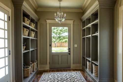 photo from pinterest of luxury-style interior designed (mudroom interior) with high up storage and a bench and shelves for shoes and storage baskets and cubbies and cabinets and storage drawers and wall hooks for coats. . . cinematic photo, highly detailed, cinematic lighting, ultra-detailed, ultrarealistic, photorealism, 8k. trending on pinterest. luxury interior design style. masterpiece, cinematic light, ultrarealistic+, photorealistic+, 8k, raw photo, realistic, sharp focus on eyes, (symmetrical eyes), (intact eyes), hyperrealistic, highest quality, best quality, , highly detailed, masterpiece, best quality, extremely detailed 8k wallpaper, masterpiece, best quality, ultra-detailed, best shadow, detailed background, detailed face, detailed eyes, high contrast, best illumination, detailed face, dulux, caustic, dynamic angle, detailed glow. dramatic lighting. highly detailed, insanely detailed hair, symmetrical, intricate details, professionally retouched, 8k high definition. strong bokeh. award winning photo.