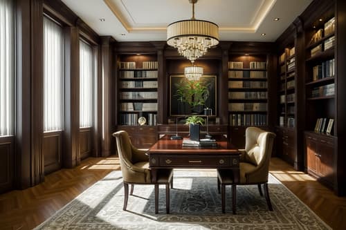 photo from pinterest of luxury-style interior designed (study room interior) with office chair and writing desk and bookshelves and cabinets and lounge chair and desk lamp and plant and office chair. . . cinematic photo, highly detailed, cinematic lighting, ultra-detailed, ultrarealistic, photorealism, 8k. trending on pinterest. luxury interior design style. masterpiece, cinematic light, ultrarealistic+, photorealistic+, 8k, raw photo, realistic, sharp focus on eyes, (symmetrical eyes), (intact eyes), hyperrealistic, highest quality, best quality, , highly detailed, masterpiece, best quality, extremely detailed 8k wallpaper, masterpiece, best quality, ultra-detailed, best shadow, detailed background, detailed face, detailed eyes, high contrast, best illumination, detailed face, dulux, caustic, dynamic angle, detailed glow. dramatic lighting. highly detailed, insanely detailed hair, symmetrical, intricate details, professionally retouched, 8k high definition. strong bokeh. award winning photo.