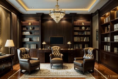 photo from pinterest of luxury-style interior designed (study room interior) with office chair and writing desk and bookshelves and cabinets and lounge chair and desk lamp and plant and office chair. . . cinematic photo, highly detailed, cinematic lighting, ultra-detailed, ultrarealistic, photorealism, 8k. trending on pinterest. luxury interior design style. masterpiece, cinematic light, ultrarealistic+, photorealistic+, 8k, raw photo, realistic, sharp focus on eyes, (symmetrical eyes), (intact eyes), hyperrealistic, highest quality, best quality, , highly detailed, masterpiece, best quality, extremely detailed 8k wallpaper, masterpiece, best quality, ultra-detailed, best shadow, detailed background, detailed face, detailed eyes, high contrast, best illumination, detailed face, dulux, caustic, dynamic angle, detailed glow. dramatic lighting. highly detailed, insanely detailed hair, symmetrical, intricate details, professionally retouched, 8k high definition. strong bokeh. award winning photo.