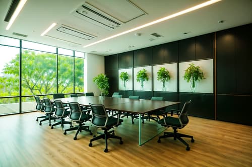 photo from pinterest of eco-friendly-style interior designed (meeting room interior) with plant and office chairs and painting or photo on wall and glass walls and glass doors and cabinets and boardroom table and vase. . . cinematic photo, highly detailed, cinematic lighting, ultra-detailed, ultrarealistic, photorealism, 8k. trending on pinterest. eco-friendly interior design style. masterpiece, cinematic light, ultrarealistic+, photorealistic+, 8k, raw photo, realistic, sharp focus on eyes, (symmetrical eyes), (intact eyes), hyperrealistic, highest quality, best quality, , highly detailed, masterpiece, best quality, extremely detailed 8k wallpaper, masterpiece, best quality, ultra-detailed, best shadow, detailed background, detailed face, detailed eyes, high contrast, best illumination, detailed face, dulux, caustic, dynamic angle, detailed glow. dramatic lighting. highly detailed, insanely detailed hair, symmetrical, intricate details, professionally retouched, 8k high definition. strong bokeh. award winning photo.