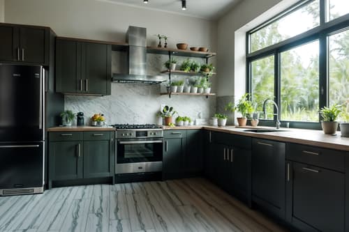 photo from pinterest of eco-friendly-style interior designed (kitchen interior) with sink and refrigerator and worktops and plant and kitchen cabinets and stove and sink. . . cinematic photo, highly detailed, cinematic lighting, ultra-detailed, ultrarealistic, photorealism, 8k. trending on pinterest. eco-friendly interior design style. masterpiece, cinematic light, ultrarealistic+, photorealistic+, 8k, raw photo, realistic, sharp focus on eyes, (symmetrical eyes), (intact eyes), hyperrealistic, highest quality, best quality, , highly detailed, masterpiece, best quality, extremely detailed 8k wallpaper, masterpiece, best quality, ultra-detailed, best shadow, detailed background, detailed face, detailed eyes, high contrast, best illumination, detailed face, dulux, caustic, dynamic angle, detailed glow. dramatic lighting. highly detailed, insanely detailed hair, symmetrical, intricate details, professionally retouched, 8k high definition. strong bokeh. award winning photo.