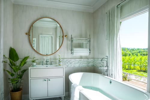 photo from pinterest of eco-friendly-style interior designed (hotel bathroom interior) with mirror and bath towel and bathroom cabinet and bath rail and plant and bathroom sink with faucet and shower and waste basket. . . cinematic photo, highly detailed, cinematic lighting, ultra-detailed, ultrarealistic, photorealism, 8k. trending on pinterest. eco-friendly interior design style. masterpiece, cinematic light, ultrarealistic+, photorealistic+, 8k, raw photo, realistic, sharp focus on eyes, (symmetrical eyes), (intact eyes), hyperrealistic, highest quality, best quality, , highly detailed, masterpiece, best quality, extremely detailed 8k wallpaper, masterpiece, best quality, ultra-detailed, best shadow, detailed background, detailed face, detailed eyes, high contrast, best illumination, detailed face, dulux, caustic, dynamic angle, detailed glow. dramatic lighting. highly detailed, insanely detailed hair, symmetrical, intricate details, professionally retouched, 8k high definition. strong bokeh. award winning photo.
