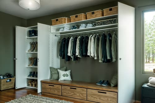 photo from pinterest of eco-friendly-style interior designed (drop zone interior) with wall hooks for coats and cabinets and a bench and shelves for shoes and cubbies and storage drawers and storage baskets and lockers. . . cinematic photo, highly detailed, cinematic lighting, ultra-detailed, ultrarealistic, photorealism, 8k. trending on pinterest. eco-friendly interior design style. masterpiece, cinematic light, ultrarealistic+, photorealistic+, 8k, raw photo, realistic, sharp focus on eyes, (symmetrical eyes), (intact eyes), hyperrealistic, highest quality, best quality, , highly detailed, masterpiece, best quality, extremely detailed 8k wallpaper, masterpiece, best quality, ultra-detailed, best shadow, detailed background, detailed face, detailed eyes, high contrast, best illumination, detailed face, dulux, caustic, dynamic angle, detailed glow. dramatic lighting. highly detailed, insanely detailed hair, symmetrical, intricate details, professionally retouched, 8k high definition. strong bokeh. award winning photo.