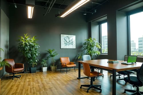 photo from pinterest of eco-friendly-style interior designed (office interior) with lounge chairs and computer desks and seating area with sofa and office chairs and office desks and desk lamps and plants and cabinets. . . cinematic photo, highly detailed, cinematic lighting, ultra-detailed, ultrarealistic, photorealism, 8k. trending on pinterest. eco-friendly interior design style. masterpiece, cinematic light, ultrarealistic+, photorealistic+, 8k, raw photo, realistic, sharp focus on eyes, (symmetrical eyes), (intact eyes), hyperrealistic, highest quality, best quality, , highly detailed, masterpiece, best quality, extremely detailed 8k wallpaper, masterpiece, best quality, ultra-detailed, best shadow, detailed background, detailed face, detailed eyes, high contrast, best illumination, detailed face, dulux, caustic, dynamic angle, detailed glow. dramatic lighting. highly detailed, insanely detailed hair, symmetrical, intricate details, professionally retouched, 8k high definition. strong bokeh. award winning photo.