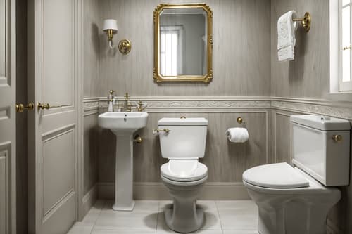 photo from pinterest of french-style interior designed (toilet interior) with toilet paper hanger and toilet with toilet seat up and sink with tap and toilet paper hanger. . . cinematic photo, highly detailed, cinematic lighting, ultra-detailed, ultrarealistic, photorealism, 8k. trending on pinterest. french interior design style. masterpiece, cinematic light, ultrarealistic+, photorealistic+, 8k, raw photo, realistic, sharp focus on eyes, (symmetrical eyes), (intact eyes), hyperrealistic, highest quality, best quality, , highly detailed, masterpiece, best quality, extremely detailed 8k wallpaper, masterpiece, best quality, ultra-detailed, best shadow, detailed background, detailed face, detailed eyes, high contrast, best illumination, detailed face, dulux, caustic, dynamic angle, detailed glow. dramatic lighting. highly detailed, insanely detailed hair, symmetrical, intricate details, professionally retouched, 8k high definition. strong bokeh. award winning photo.