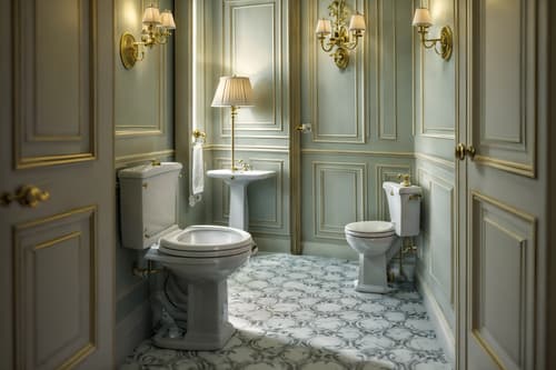 photo from pinterest of french-style interior designed (toilet interior) with toilet paper hanger and toilet with toilet seat up and sink with tap and toilet paper hanger. . . cinematic photo, highly detailed, cinematic lighting, ultra-detailed, ultrarealistic, photorealism, 8k. trending on pinterest. french interior design style. masterpiece, cinematic light, ultrarealistic+, photorealistic+, 8k, raw photo, realistic, sharp focus on eyes, (symmetrical eyes), (intact eyes), hyperrealistic, highest quality, best quality, , highly detailed, masterpiece, best quality, extremely detailed 8k wallpaper, masterpiece, best quality, ultra-detailed, best shadow, detailed background, detailed face, detailed eyes, high contrast, best illumination, detailed face, dulux, caustic, dynamic angle, detailed glow. dramatic lighting. highly detailed, insanely detailed hair, symmetrical, intricate details, professionally retouched, 8k high definition. strong bokeh. award winning photo.