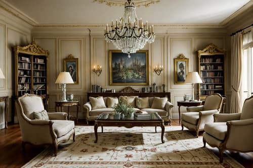 photo from pinterest of french-style interior designed (living room interior) with coffee tables and televisions and occasional tables and electric lamps and bookshelves and chairs and plant and rug. . . cinematic photo, highly detailed, cinematic lighting, ultra-detailed, ultrarealistic, photorealism, 8k. trending on pinterest. french interior design style. masterpiece, cinematic light, ultrarealistic+, photorealistic+, 8k, raw photo, realistic, sharp focus on eyes, (symmetrical eyes), (intact eyes), hyperrealistic, highest quality, best quality, , highly detailed, masterpiece, best quality, extremely detailed 8k wallpaper, masterpiece, best quality, ultra-detailed, best shadow, detailed background, detailed face, detailed eyes, high contrast, best illumination, detailed face, dulux, caustic, dynamic angle, detailed glow. dramatic lighting. highly detailed, insanely detailed hair, symmetrical, intricate details, professionally retouched, 8k high definition. strong bokeh. award winning photo.
