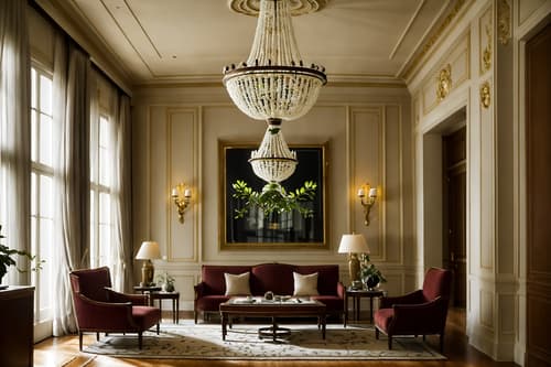 photo from pinterest of french-style interior designed (hotel lobby interior) with rug and hanging lamps and plant and furniture and sofas and lounge chairs and check in desk and coffee tables. . . cinematic photo, highly detailed, cinematic lighting, ultra-detailed, ultrarealistic, photorealism, 8k. trending on pinterest. french interior design style. masterpiece, cinematic light, ultrarealistic+, photorealistic+, 8k, raw photo, realistic, sharp focus on eyes, (symmetrical eyes), (intact eyes), hyperrealistic, highest quality, best quality, , highly detailed, masterpiece, best quality, extremely detailed 8k wallpaper, masterpiece, best quality, ultra-detailed, best shadow, detailed background, detailed face, detailed eyes, high contrast, best illumination, detailed face, dulux, caustic, dynamic angle, detailed glow. dramatic lighting. highly detailed, insanely detailed hair, symmetrical, intricate details, professionally retouched, 8k high definition. strong bokeh. award winning photo.