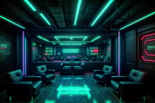 photo from pinterest of cyberpunk-style interior designed (coworking space interior) with lounge chairs and seating area with sofa and office chairs and office desks and lounge chairs. . with bladerunner lights and led lights and military uniforms and gear and color lights glow and clean straight square lines and minimalist and synthwave and futuristic cybernetic city. . cinematic photo, highly detailed, cinematic lighting, ultra-detailed, ultrarealistic, photorealism, 8k. trending on pinterest. cyberpunk interior design style. masterpiece, cinematic light, ultrarealistic+, photorealistic+, 8k, raw photo, realistic, sharp focus on eyes, (symmetrical eyes), (intact eyes), hyperrealistic, highest quality, best quality, , highly detailed, masterpiece, best quality, extremely detailed 8k wallpaper, masterpiece, best quality, ultra-detailed, best shadow, detailed background, detailed face, detailed eyes, high contrast, best illumination, detailed face, dulux, caustic, dynamic angle, detailed glow. dramatic lighting. highly detailed, insanely detailed hair, symmetrical, intricate details, professionally retouched, 8k high definition. strong bokeh. award winning photo.