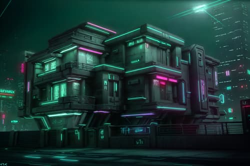 photo from pinterest of cyberpunk-style exterior designed (house exterior exterior) . with cyberpunk lights and surrealist paintings and bladerunner style and synthwave and strong geometric walls and clean straight square lines and futuristic cybernetic details and led lights. . cinematic photo, highly detailed, cinematic lighting, ultra-detailed, ultrarealistic, photorealism, 8k. trending on pinterest. cyberpunk exterior design style. masterpiece, cinematic light, ultrarealistic+, photorealistic+, 8k, raw photo, realistic, sharp focus on eyes, (symmetrical eyes), (intact eyes), hyperrealistic, highest quality, best quality, , highly detailed, masterpiece, best quality, extremely detailed 8k wallpaper, masterpiece, best quality, ultra-detailed, best shadow, detailed background, detailed face, detailed eyes, high contrast, best illumination, detailed face, dulux, caustic, dynamic angle, detailed glow. dramatic lighting. highly detailed, insanely detailed hair, symmetrical, intricate details, professionally retouched, 8k high definition. strong bokeh. award winning photo.