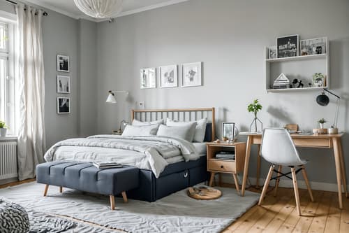 photo from pinterest of scandinavian-style interior designed (kids room interior) with headboard and plant and bedside table or night stand and bed and mirror and accent chair and storage bench or ottoman and kids desk. . with . . cinematic photo, highly detailed, cinematic lighting, ultra-detailed, ultrarealistic, photorealism, 8k. trending on pinterest. scandinavian interior design style. masterpiece, cinematic light, ultrarealistic+, photorealistic+, 8k, raw photo, realistic, sharp focus on eyes, (symmetrical eyes), (intact eyes), hyperrealistic, highest quality, best quality, , highly detailed, masterpiece, best quality, extremely detailed 8k wallpaper, masterpiece, best quality, ultra-detailed, best shadow, detailed background, detailed face, detailed eyes, high contrast, best illumination, detailed face, dulux, caustic, dynamic angle, detailed glow. dramatic lighting. highly detailed, insanely detailed hair, symmetrical, intricate details, professionally retouched, 8k high definition. strong bokeh. award winning photo.