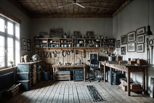 photo from pinterest of scandinavian-style interior designed (workshop interior) with tool wall and messy and wooden workbench and tool wall. . with . . cinematic photo, highly detailed, cinematic lighting, ultra-detailed, ultrarealistic, photorealism, 8k. trending on pinterest. scandinavian interior design style. masterpiece, cinematic light, ultrarealistic+, photorealistic+, 8k, raw photo, realistic, sharp focus on eyes, (symmetrical eyes), (intact eyes), hyperrealistic, highest quality, best quality, , highly detailed, masterpiece, best quality, extremely detailed 8k wallpaper, masterpiece, best quality, ultra-detailed, best shadow, detailed background, detailed face, detailed eyes, high contrast, best illumination, detailed face, dulux, caustic, dynamic angle, detailed glow. dramatic lighting. highly detailed, insanely detailed hair, symmetrical, intricate details, professionally retouched, 8k high definition. strong bokeh. award winning photo.