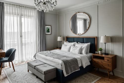 photo from pinterest of scandinavian-style interior designed (hotel room interior) with hotel bathroom and bed and headboard and mirror and bedside table or night stand and plant and storage bench or ottoman and dresser closet. . with . . cinematic photo, highly detailed, cinematic lighting, ultra-detailed, ultrarealistic, photorealism, 8k. trending on pinterest. scandinavian interior design style. masterpiece, cinematic light, ultrarealistic+, photorealistic+, 8k, raw photo, realistic, sharp focus on eyes, (symmetrical eyes), (intact eyes), hyperrealistic, highest quality, best quality, , highly detailed, masterpiece, best quality, extremely detailed 8k wallpaper, masterpiece, best quality, ultra-detailed, best shadow, detailed background, detailed face, detailed eyes, high contrast, best illumination, detailed face, dulux, caustic, dynamic angle, detailed glow. dramatic lighting. highly detailed, insanely detailed hair, symmetrical, intricate details, professionally retouched, 8k high definition. strong bokeh. award winning photo.