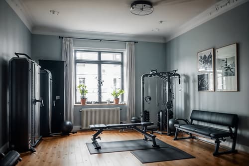 photo from pinterest of scandinavian-style interior designed (fitness gym interior) with exercise bicycle and dumbbell stand and crosstrainer and squat rack and bench press and exercise bicycle. . with . . cinematic photo, highly detailed, cinematic lighting, ultra-detailed, ultrarealistic, photorealism, 8k. trending on pinterest. scandinavian interior design style. masterpiece, cinematic light, ultrarealistic+, photorealistic+, 8k, raw photo, realistic, sharp focus on eyes, (symmetrical eyes), (intact eyes), hyperrealistic, highest quality, best quality, , highly detailed, masterpiece, best quality, extremely detailed 8k wallpaper, masterpiece, best quality, ultra-detailed, best shadow, detailed background, detailed face, detailed eyes, high contrast, best illumination, detailed face, dulux, caustic, dynamic angle, detailed glow. dramatic lighting. highly detailed, insanely detailed hair, symmetrical, intricate details, professionally retouched, 8k high definition. strong bokeh. award winning photo.