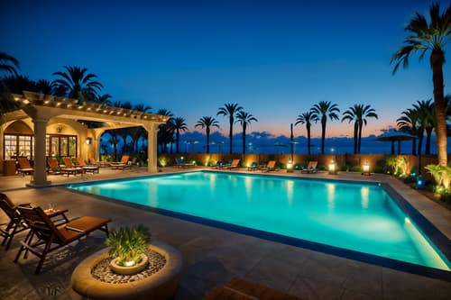 photo from pinterest of mediterranean-style designed (outdoor pool area ) with pool lights and pool and pool lounge chairs and pool lights. . . cinematic photo, highly detailed, cinematic lighting, ultra-detailed, ultrarealistic, photorealism, 8k. trending on pinterest. mediterranean design style. masterpiece, cinematic light, ultrarealistic+, photorealistic+, 8k, raw photo, realistic, sharp focus on eyes, (symmetrical eyes), (intact eyes), hyperrealistic, highest quality, best quality, , highly detailed, masterpiece, best quality, extremely detailed 8k wallpaper, masterpiece, best quality, ultra-detailed, best shadow, detailed background, detailed face, detailed eyes, high contrast, best illumination, detailed face, dulux, caustic, dynamic angle, detailed glow. dramatic lighting. highly detailed, insanely detailed hair, symmetrical, intricate details, professionally retouched, 8k high definition. strong bokeh. award winning photo.
