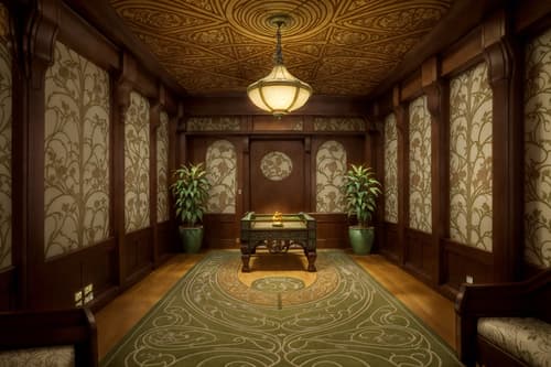 photo from pinterest of art nouveau-style interior designed (gaming room interior) . with arches and curved forms and wallpaper patterns of stylized flowers and soft, rounded lines and wallpaper patterns of feathers and wallpaper pattners of spider webs and japanese motifs and natural materials and curving, plant-like embellishments. . cinematic photo, highly detailed, cinematic lighting, ultra-detailed, ultrarealistic, photorealism, 8k. trending on pinterest. art nouveau interior design style. masterpiece, cinematic light, ultrarealistic+, photorealistic+, 8k, raw photo, realistic, sharp focus on eyes, (symmetrical eyes), (intact eyes), hyperrealistic, highest quality, best quality, , highly detailed, masterpiece, best quality, extremely detailed 8k wallpaper, masterpiece, best quality, ultra-detailed, best shadow, detailed background, detailed face, detailed eyes, high contrast, best illumination, detailed face, dulux, caustic, dynamic angle, detailed glow. dramatic lighting. highly detailed, insanely detailed hair, symmetrical, intricate details, professionally retouched, 8k high definition. strong bokeh. award winning photo.