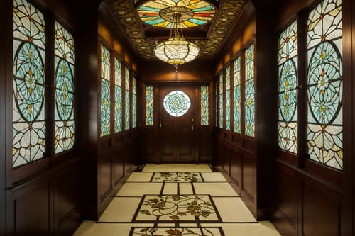 photo from pinterest of art nouveau-style interior designed (walk in closet interior) . with wallpaper patterns of feathers and stained glass and mosaics and curved glass and japanese motifs and soft, rounded lines and natural materials and wallpaper patterns of stylized flowers. . cinematic photo, highly detailed, cinematic lighting, ultra-detailed, ultrarealistic, photorealism, 8k. trending on pinterest. art nouveau interior design style. masterpiece, cinematic light, ultrarealistic+, photorealistic+, 8k, raw photo, realistic, sharp focus on eyes, (symmetrical eyes), (intact eyes), hyperrealistic, highest quality, best quality, , highly detailed, masterpiece, best quality, extremely detailed 8k wallpaper, masterpiece, best quality, ultra-detailed, best shadow, detailed background, detailed face, detailed eyes, high contrast, best illumination, detailed face, dulux, caustic, dynamic angle, detailed glow. dramatic lighting. highly detailed, insanely detailed hair, symmetrical, intricate details, professionally retouched, 8k high definition. strong bokeh. award winning photo.