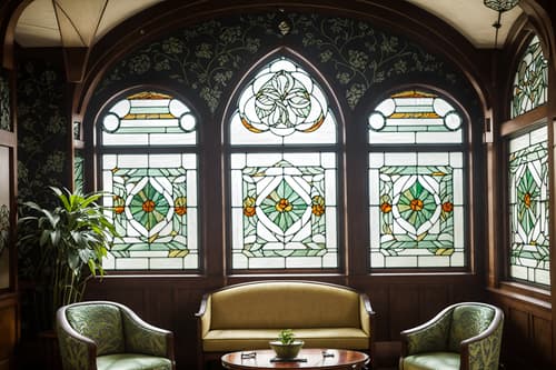 photo from pinterest of art nouveau-style interior designed (coworking space interior) with office chairs and seating area with sofa and office desks and lounge chairs and office chairs. . with curving, plant-like embellishments and stained glass and natural materials and asymmetrical shapes and wallpaper patterns of feathers and japanese motifs and arches and curved forms and stained glass. . cinematic photo, highly detailed, cinematic lighting, ultra-detailed, ultrarealistic, photorealism, 8k. trending on pinterest. art nouveau interior design style. masterpiece, cinematic light, ultrarealistic+, photorealistic+, 8k, raw photo, realistic, sharp focus on eyes, (symmetrical eyes), (intact eyes), hyperrealistic, highest quality, best quality, , highly detailed, masterpiece, best quality, extremely detailed 8k wallpaper, masterpiece, best quality, ultra-detailed, best shadow, detailed background, detailed face, detailed eyes, high contrast, best illumination, detailed face, dulux, caustic, dynamic angle, detailed glow. dramatic lighting. highly detailed, insanely detailed hair, symmetrical, intricate details, professionally retouched, 8k high definition. strong bokeh. award winning photo.
