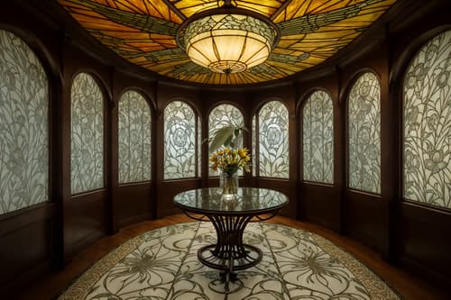 photo from pinterest of art nouveau-style interior designed (clothing store interior) . with soft, rounded lines and curved glass and wallpaper patterns of feathers and natural materials and wallpaper patterns of stylized flowers and stained glass and japanese motifs and wallpaper pattners of spider webs. . cinematic photo, highly detailed, cinematic lighting, ultra-detailed, ultrarealistic, photorealism, 8k. trending on pinterest. art nouveau interior design style. masterpiece, cinematic light, ultrarealistic+, photorealistic+, 8k, raw photo, realistic, sharp focus on eyes, (symmetrical eyes), (intact eyes), hyperrealistic, highest quality, best quality, , highly detailed, masterpiece, best quality, extremely detailed 8k wallpaper, masterpiece, best quality, ultra-detailed, best shadow, detailed background, detailed face, detailed eyes, high contrast, best illumination, detailed face, dulux, caustic, dynamic angle, detailed glow. dramatic lighting. highly detailed, insanely detailed hair, symmetrical, intricate details, professionally retouched, 8k high definition. strong bokeh. award winning photo.