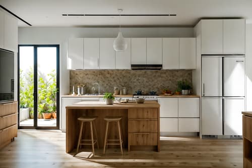 photo from pinterest of modern-style interior designed (kitchen interior) with worktops and stove and kitchen cabinets and plant and sink and refrigerator and worktops. . with natural materials and elements and simple, clean lines and simplistic furniture and open and natural lighting and practicality and functionality and neutral walls and textures and natural materials and elements. . cinematic photo, highly detailed, cinematic lighting, ultra-detailed, ultrarealistic, photorealism, 8k. trending on pinterest. modern interior design style. masterpiece, cinematic light, ultrarealistic+, photorealistic+, 8k, raw photo, realistic, sharp focus on eyes, (symmetrical eyes), (intact eyes), hyperrealistic, highest quality, best quality, , highly detailed, masterpiece, best quality, extremely detailed 8k wallpaper, masterpiece, best quality, ultra-detailed, best shadow, detailed background, detailed face, detailed eyes, high contrast, best illumination, detailed face, dulux, caustic, dynamic angle, detailed glow. dramatic lighting. highly detailed, insanely detailed hair, symmetrical, intricate details, professionally retouched, 8k high definition. strong bokeh. award winning photo.