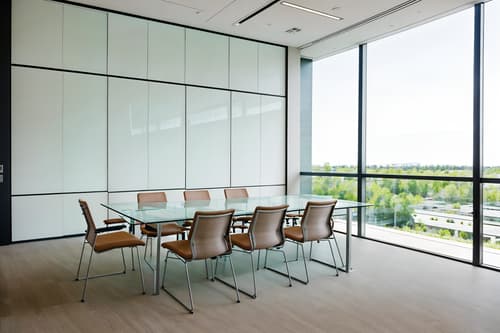 photo from pinterest of modern-style interior designed (meeting room interior) with office chairs and glass doors and boardroom table and cabinets and vase and glass walls and painting or photo on wall and plant. . with simple, clean lines and simplistic furniture and neutral walls and textures and practicality and functionality and natural materials and elements and open and natural lighting and simple, clean lines and simplistic furniture. . cinematic photo, highly detailed, cinematic lighting, ultra-detailed, ultrarealistic, photorealism, 8k. trending on pinterest. modern interior design style. masterpiece, cinematic light, ultrarealistic+, photorealistic+, 8k, raw photo, realistic, sharp focus on eyes, (symmetrical eyes), (intact eyes), hyperrealistic, highest quality, best quality, , highly detailed, masterpiece, best quality, extremely detailed 8k wallpaper, masterpiece, best quality, ultra-detailed, best shadow, detailed background, detailed face, detailed eyes, high contrast, best illumination, detailed face, dulux, caustic, dynamic angle, detailed glow. dramatic lighting. highly detailed, insanely detailed hair, symmetrical, intricate details, professionally retouched, 8k high definition. strong bokeh. award winning photo.