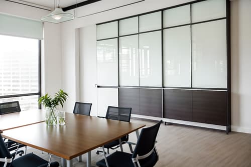 photo from pinterest of modern-style interior designed (meeting room interior) with office chairs and glass doors and boardroom table and cabinets and vase and glass walls and painting or photo on wall and plant. . with simple, clean lines and simplistic furniture and neutral walls and textures and practicality and functionality and natural materials and elements and open and natural lighting and simple, clean lines and simplistic furniture. . cinematic photo, highly detailed, cinematic lighting, ultra-detailed, ultrarealistic, photorealism, 8k. trending on pinterest. modern interior design style. masterpiece, cinematic light, ultrarealistic+, photorealistic+, 8k, raw photo, realistic, sharp focus on eyes, (symmetrical eyes), (intact eyes), hyperrealistic, highest quality, best quality, , highly detailed, masterpiece, best quality, extremely detailed 8k wallpaper, masterpiece, best quality, ultra-detailed, best shadow, detailed background, detailed face, detailed eyes, high contrast, best illumination, detailed face, dulux, caustic, dynamic angle, detailed glow. dramatic lighting. highly detailed, insanely detailed hair, symmetrical, intricate details, professionally retouched, 8k high definition. strong bokeh. award winning photo.