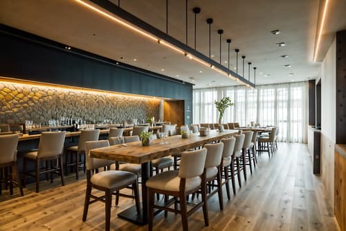 photo from pinterest of modern-style interior designed (restaurant interior) with restaurant bar and restaurant chairs and restaurant dining tables and restaurant decor and restaurant bar. . with neutral walls and textures and natural materials and elements and simple, clean lines and simplistic furniture and practicality and functionality and open and natural lighting and neutral walls and textures. . cinematic photo, highly detailed, cinematic lighting, ultra-detailed, ultrarealistic, photorealism, 8k. trending on pinterest. modern interior design style. masterpiece, cinematic light, ultrarealistic+, photorealistic+, 8k, raw photo, realistic, sharp focus on eyes, (symmetrical eyes), (intact eyes), hyperrealistic, highest quality, best quality, , highly detailed, masterpiece, best quality, extremely detailed 8k wallpaper, masterpiece, best quality, ultra-detailed, best shadow, detailed background, detailed face, detailed eyes, high contrast, best illumination, detailed face, dulux, caustic, dynamic angle, detailed glow. dramatic lighting. highly detailed, insanely detailed hair, symmetrical, intricate details, professionally retouched, 8k high definition. strong bokeh. award winning photo.