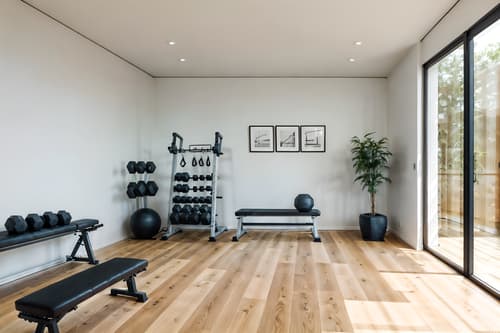 photo from pinterest of modern-style interior designed (fitness gym interior) with dumbbell stand and squat rack and bench press and crosstrainer and exercise bicycle and dumbbell stand. . with simple, clean lines and simplistic furniture and practicality and functionality and neutral walls and textures and natural materials and elements and open and natural lighting and simple, clean lines and simplistic furniture. . cinematic photo, highly detailed, cinematic lighting, ultra-detailed, ultrarealistic, photorealism, 8k. trending on pinterest. modern interior design style. masterpiece, cinematic light, ultrarealistic+, photorealistic+, 8k, raw photo, realistic, sharp focus on eyes, (symmetrical eyes), (intact eyes), hyperrealistic, highest quality, best quality, , highly detailed, masterpiece, best quality, extremely detailed 8k wallpaper, masterpiece, best quality, ultra-detailed, best shadow, detailed background, detailed face, detailed eyes, high contrast, best illumination, detailed face, dulux, caustic, dynamic angle, detailed glow. dramatic lighting. highly detailed, insanely detailed hair, symmetrical, intricate details, professionally retouched, 8k high definition. strong bokeh. award winning photo.