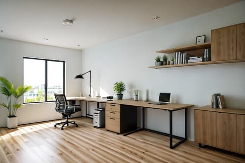 photo from pinterest of modern-style interior designed (home office interior) with computer desk and cabinets and plant and office chair and desk lamp and computer desk. . with practicality and functionality and neutral walls and textures and natural materials and elements and simple, clean lines and simplistic furniture and open and natural lighting and practicality and functionality. . cinematic photo, highly detailed, cinematic lighting, ultra-detailed, ultrarealistic, photorealism, 8k. trending on pinterest. modern interior design style. masterpiece, cinematic light, ultrarealistic+, photorealistic+, 8k, raw photo, realistic, sharp focus on eyes, (symmetrical eyes), (intact eyes), hyperrealistic, highest quality, best quality, , highly detailed, masterpiece, best quality, extremely detailed 8k wallpaper, masterpiece, best quality, ultra-detailed, best shadow, detailed background, detailed face, detailed eyes, high contrast, best illumination, detailed face, dulux, caustic, dynamic angle, detailed glow. dramatic lighting. highly detailed, insanely detailed hair, symmetrical, intricate details, professionally retouched, 8k high definition. strong bokeh. award winning photo.