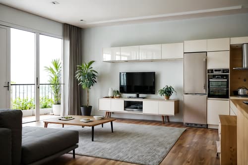 photo from pinterest of modern-style interior designed (kitchen living combo interior) with sofa and refrigerator and televisions and plant and plant and furniture and coffee tables and stove. . with simple, clean lines and simplistic furniture and natural materials and elements and open and natural lighting and practicality and functionality and neutral walls and textures and simple, clean lines and simplistic furniture. . cinematic photo, highly detailed, cinematic lighting, ultra-detailed, ultrarealistic, photorealism, 8k. trending on pinterest. modern interior design style. masterpiece, cinematic light, ultrarealistic+, photorealistic+, 8k, raw photo, realistic, sharp focus on eyes, (symmetrical eyes), (intact eyes), hyperrealistic, highest quality, best quality, , highly detailed, masterpiece, best quality, extremely detailed 8k wallpaper, masterpiece, best quality, ultra-detailed, best shadow, detailed background, detailed face, detailed eyes, high contrast, best illumination, detailed face, dulux, caustic, dynamic angle, detailed glow. dramatic lighting. highly detailed, insanely detailed hair, symmetrical, intricate details, professionally retouched, 8k high definition. strong bokeh. award winning photo.