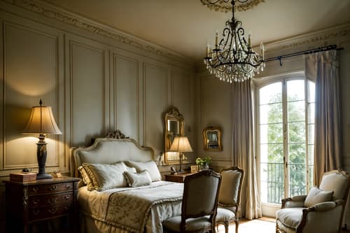photo from pinterest of french country-style interior designed (hotel room interior) with working desk with desk chair and dresser closet and bed and night light and headboard and plant and accent chair and mirror. . with . . cinematic photo, highly detailed, cinematic lighting, ultra-detailed, ultrarealistic, photorealism, 8k. trending on pinterest. french country interior design style. masterpiece, cinematic light, ultrarealistic+, photorealistic+, 8k, raw photo, realistic, sharp focus on eyes, (symmetrical eyes), (intact eyes), hyperrealistic, highest quality, best quality, , highly detailed, masterpiece, best quality, extremely detailed 8k wallpaper, masterpiece, best quality, ultra-detailed, best shadow, detailed background, detailed face, detailed eyes, high contrast, best illumination, detailed face, dulux, caustic, dynamic angle, detailed glow. dramatic lighting. highly detailed, insanely detailed hair, symmetrical, intricate details, professionally retouched, 8k high definition. strong bokeh. award winning photo.