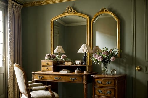 photo from pinterest of french country-style interior designed (hotel room interior) with working desk with desk chair and dresser closet and bed and night light and headboard and plant and accent chair and mirror. . with . . cinematic photo, highly detailed, cinematic lighting, ultra-detailed, ultrarealistic, photorealism, 8k. trending on pinterest. french country interior design style. masterpiece, cinematic light, ultrarealistic+, photorealistic+, 8k, raw photo, realistic, sharp focus on eyes, (symmetrical eyes), (intact eyes), hyperrealistic, highest quality, best quality, , highly detailed, masterpiece, best quality, extremely detailed 8k wallpaper, masterpiece, best quality, ultra-detailed, best shadow, detailed background, detailed face, detailed eyes, high contrast, best illumination, detailed face, dulux, caustic, dynamic angle, detailed glow. dramatic lighting. highly detailed, insanely detailed hair, symmetrical, intricate details, professionally retouched, 8k high definition. strong bokeh. award winning photo.