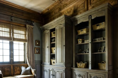 photo from pinterest of french country-style interior designed (drop zone interior) with cabinets and wall hooks for coats and shelves for shoes and storage baskets and cubbies and a bench and storage drawers and lockers. . with . . cinematic photo, highly detailed, cinematic lighting, ultra-detailed, ultrarealistic, photorealism, 8k. trending on pinterest. french country interior design style. masterpiece, cinematic light, ultrarealistic+, photorealistic+, 8k, raw photo, realistic, sharp focus on eyes, (symmetrical eyes), (intact eyes), hyperrealistic, highest quality, best quality, , highly detailed, masterpiece, best quality, extremely detailed 8k wallpaper, masterpiece, best quality, ultra-detailed, best shadow, detailed background, detailed face, detailed eyes, high contrast, best illumination, detailed face, dulux, caustic, dynamic angle, detailed glow. dramatic lighting. highly detailed, insanely detailed hair, symmetrical, intricate details, professionally retouched, 8k high definition. strong bokeh. award winning photo.