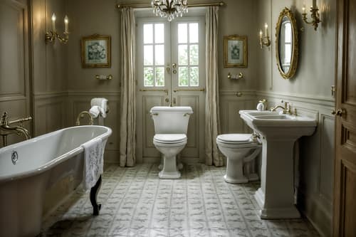 photo from pinterest of french country-style interior designed (toilet interior) with sink with tap and toilet paper hanger and toilet with toilet seat up and sink with tap. . with . . cinematic photo, highly detailed, cinematic lighting, ultra-detailed, ultrarealistic, photorealism, 8k. trending on pinterest. french country interior design style. masterpiece, cinematic light, ultrarealistic+, photorealistic+, 8k, raw photo, realistic, sharp focus on eyes, (symmetrical eyes), (intact eyes), hyperrealistic, highest quality, best quality, , highly detailed, masterpiece, best quality, extremely detailed 8k wallpaper, masterpiece, best quality, ultra-detailed, best shadow, detailed background, detailed face, detailed eyes, high contrast, best illumination, detailed face, dulux, caustic, dynamic angle, detailed glow. dramatic lighting. highly detailed, insanely detailed hair, symmetrical, intricate details, professionally retouched, 8k high definition. strong bokeh. award winning photo.
