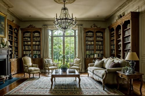 photo from pinterest of french country-style interior designed (living room interior) with occasional tables and plant and coffee tables and bookshelves and sofa and televisions and rug and chairs. . with . . cinematic photo, highly detailed, cinematic lighting, ultra-detailed, ultrarealistic, photorealism, 8k. trending on pinterest. french country interior design style. masterpiece, cinematic light, ultrarealistic+, photorealistic+, 8k, raw photo, realistic, sharp focus on eyes, (symmetrical eyes), (intact eyes), hyperrealistic, highest quality, best quality, , highly detailed, masterpiece, best quality, extremely detailed 8k wallpaper, masterpiece, best quality, ultra-detailed, best shadow, detailed background, detailed face, detailed eyes, high contrast, best illumination, detailed face, dulux, caustic, dynamic angle, detailed glow. dramatic lighting. highly detailed, insanely detailed hair, symmetrical, intricate details, professionally retouched, 8k high definition. strong bokeh. award winning photo.