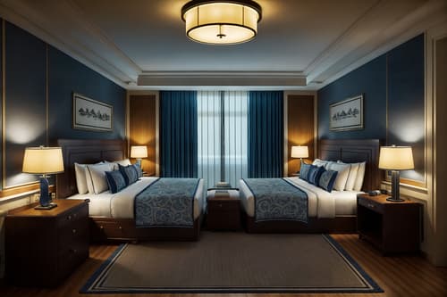 photo from pinterest of nautical-style interior designed (hotel room interior) with mirror and bed and storage bench or ottoman and bedside table or night stand and working desk with desk chair and night light and hotel bathroom and accent chair. . . cinematic photo, highly detailed, cinematic lighting, ultra-detailed, ultrarealistic, photorealism, 8k. trending on pinterest. nautical interior design style. masterpiece, cinematic light, ultrarealistic+, photorealistic+, 8k, raw photo, realistic, sharp focus on eyes, (symmetrical eyes), (intact eyes), hyperrealistic, highest quality, best quality, , highly detailed, masterpiece, best quality, extremely detailed 8k wallpaper, masterpiece, best quality, ultra-detailed, best shadow, detailed background, detailed face, detailed eyes, high contrast, best illumination, detailed face, dulux, caustic, dynamic angle, detailed glow. dramatic lighting. highly detailed, insanely detailed hair, symmetrical, intricate details, professionally retouched, 8k high definition. strong bokeh. award winning photo.