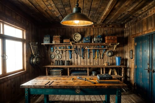 photo from pinterest of nautical-style interior designed (workshop interior) with wooden workbench and tool wall and messy and wooden workbench. . . cinematic photo, highly detailed, cinematic lighting, ultra-detailed, ultrarealistic, photorealism, 8k. trending on pinterest. nautical interior design style. masterpiece, cinematic light, ultrarealistic+, photorealistic+, 8k, raw photo, realistic, sharp focus on eyes, (symmetrical eyes), (intact eyes), hyperrealistic, highest quality, best quality, , highly detailed, masterpiece, best quality, extremely detailed 8k wallpaper, masterpiece, best quality, ultra-detailed, best shadow, detailed background, detailed face, detailed eyes, high contrast, best illumination, detailed face, dulux, caustic, dynamic angle, detailed glow. dramatic lighting. highly detailed, insanely detailed hair, symmetrical, intricate details, professionally retouched, 8k high definition. strong bokeh. award winning photo.