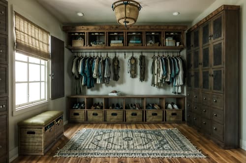 photo from pinterest of boho-chic-style interior designed (drop zone interior) with lockers and storage baskets and cubbies and a bench and storage drawers and high up storage and cabinets and wall hooks for coats. . . cinematic photo, highly detailed, cinematic lighting, ultra-detailed, ultrarealistic, photorealism, 8k. trending on pinterest. boho-chic interior design style. masterpiece, cinematic light, ultrarealistic+, photorealistic+, 8k, raw photo, realistic, sharp focus on eyes, (symmetrical eyes), (intact eyes), hyperrealistic, highest quality, best quality, , highly detailed, masterpiece, best quality, extremely detailed 8k wallpaper, masterpiece, best quality, ultra-detailed, best shadow, detailed background, detailed face, detailed eyes, high contrast, best illumination, detailed face, dulux, caustic, dynamic angle, detailed glow. dramatic lighting. highly detailed, insanely detailed hair, symmetrical, intricate details, professionally retouched, 8k high definition. strong bokeh. award winning photo.