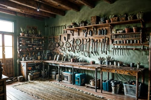 photo from pinterest of boho-chic-style interior designed (workshop interior) with tool wall and messy and wooden workbench and tool wall. . . cinematic photo, highly detailed, cinematic lighting, ultra-detailed, ultrarealistic, photorealism, 8k. trending on pinterest. boho-chic interior design style. masterpiece, cinematic light, ultrarealistic+, photorealistic+, 8k, raw photo, realistic, sharp focus on eyes, (symmetrical eyes), (intact eyes), hyperrealistic, highest quality, best quality, , highly detailed, masterpiece, best quality, extremely detailed 8k wallpaper, masterpiece, best quality, ultra-detailed, best shadow, detailed background, detailed face, detailed eyes, high contrast, best illumination, detailed face, dulux, caustic, dynamic angle, detailed glow. dramatic lighting. highly detailed, insanely detailed hair, symmetrical, intricate details, professionally retouched, 8k high definition. strong bokeh. award winning photo.