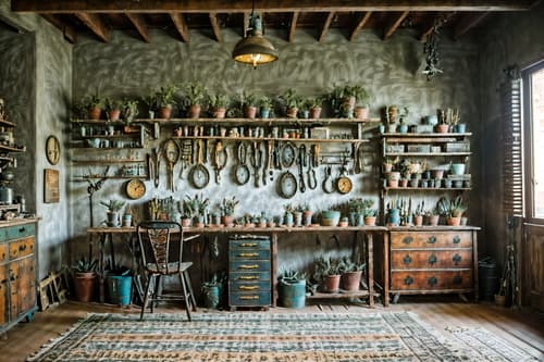 photo from pinterest of boho-chic-style interior designed (workshop interior) with tool wall and messy and wooden workbench and tool wall. . . cinematic photo, highly detailed, cinematic lighting, ultra-detailed, ultrarealistic, photorealism, 8k. trending on pinterest. boho-chic interior design style. masterpiece, cinematic light, ultrarealistic+, photorealistic+, 8k, raw photo, realistic, sharp focus on eyes, (symmetrical eyes), (intact eyes), hyperrealistic, highest quality, best quality, , highly detailed, masterpiece, best quality, extremely detailed 8k wallpaper, masterpiece, best quality, ultra-detailed, best shadow, detailed background, detailed face, detailed eyes, high contrast, best illumination, detailed face, dulux, caustic, dynamic angle, detailed glow. dramatic lighting. highly detailed, insanely detailed hair, symmetrical, intricate details, professionally retouched, 8k high definition. strong bokeh. award winning photo.