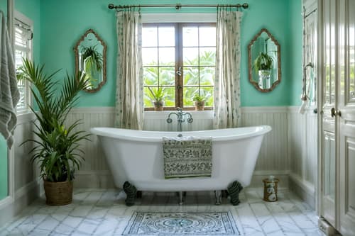 photo from pinterest of boho-chic-style interior designed (bathroom interior) with bathroom sink with faucet and shower and toilet seat and plant and waste basket and bath towel and bathtub and mirror. . . cinematic photo, highly detailed, cinematic lighting, ultra-detailed, ultrarealistic, photorealism, 8k. trending on pinterest. boho-chic interior design style. masterpiece, cinematic light, ultrarealistic+, photorealistic+, 8k, raw photo, realistic, sharp focus on eyes, (symmetrical eyes), (intact eyes), hyperrealistic, highest quality, best quality, , highly detailed, masterpiece, best quality, extremely detailed 8k wallpaper, masterpiece, best quality, ultra-detailed, best shadow, detailed background, detailed face, detailed eyes, high contrast, best illumination, detailed face, dulux, caustic, dynamic angle, detailed glow. dramatic lighting. highly detailed, insanely detailed hair, symmetrical, intricate details, professionally retouched, 8k high definition. strong bokeh. award winning photo.